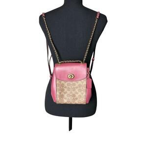 Coach Parker Convertible Backpack 16 Signature Canvas Mini Bag